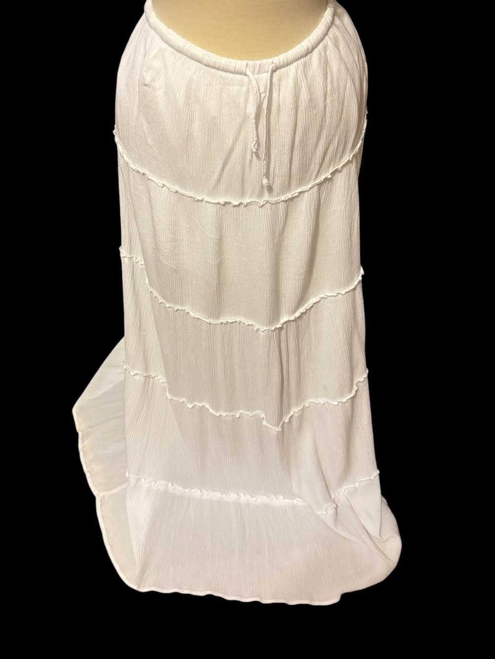 Women's White Garage lined Tiered Maxi Skirt - Lightweight Boho Style size XS